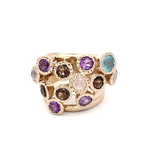 Ring multi stones mix goldplated