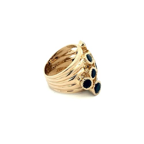 Ring multi stones black goldplated