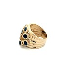 Ring multi stones black goldplated