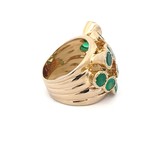 Ring multi stones green goldplated