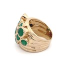 Ring multi stones green goldplated