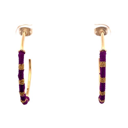 Earrings cord purple dark goldplated