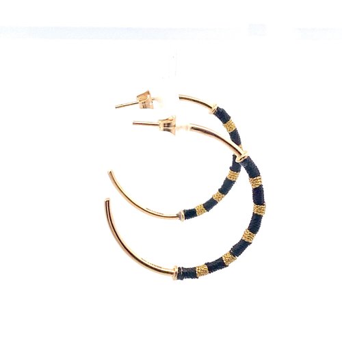 Earrings cord black goldplated