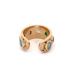 Ring open multi green blue goldplated Ring open multi green blue goldplated
