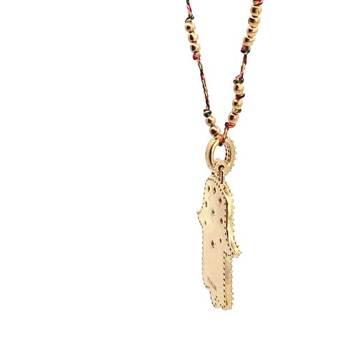 Necklace hamsa hand pink cc goldplated