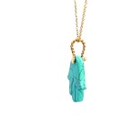 Necklace hamsa hand heart turquoise goldplated