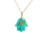 Necklace hamsa hand heart turquoise goldplated Necklace hamsa hand heart turquoise goldplated