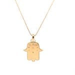 Necklace hamsa hand cc green goldplated