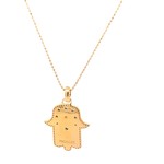 Necklace hamsa hand cc blue goldplated