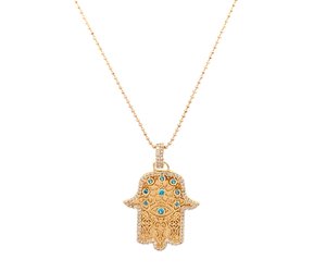 Gold plated hamsa necklace deals