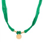 Necklace rope coin green goldplated Necklace rope coin green goldplated