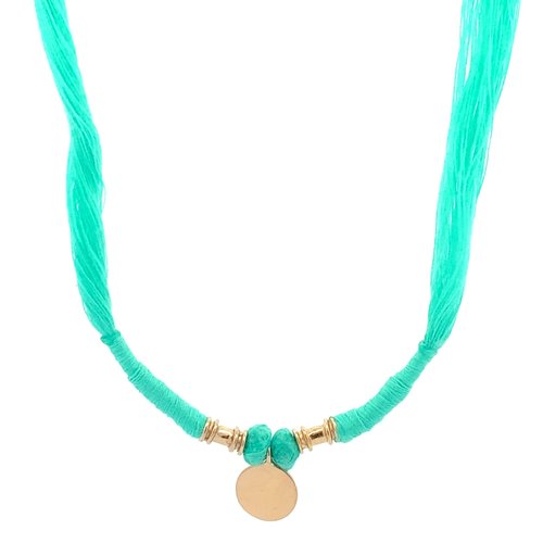 Necklace rope coin sea green goldplated