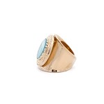 Ring flat stone blue aqua goldplated