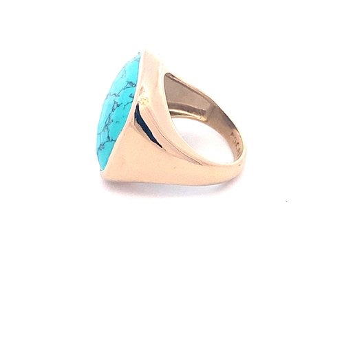 Ring stone turquoise goldplated