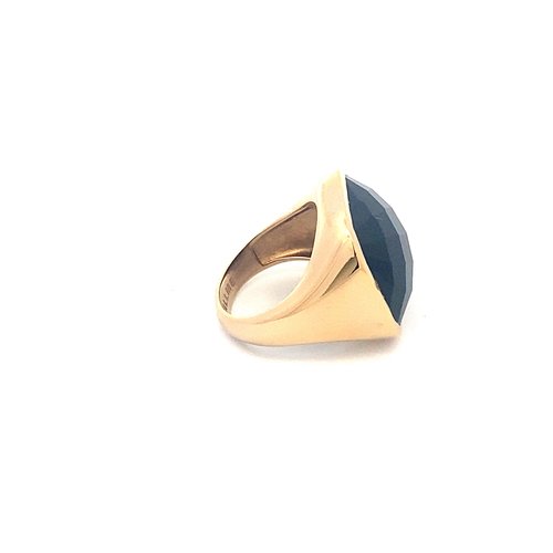 Ring stone black goldplated