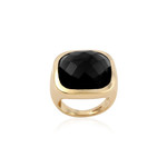 Ring stone black goldplated