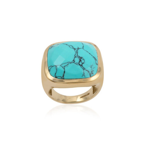 Ring stone turquoise goldplated