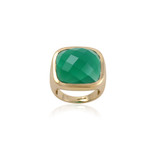 Ring stone green goldplated