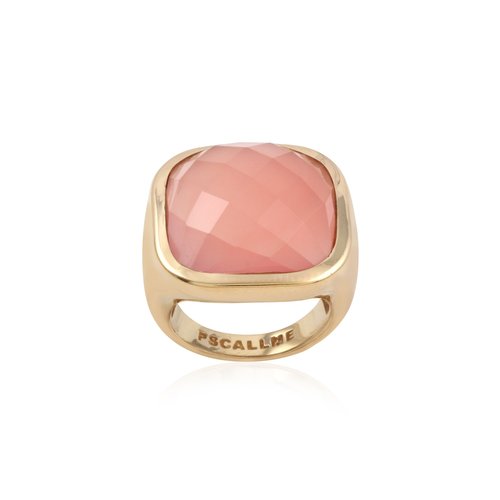 Ring stone pink light goldplated