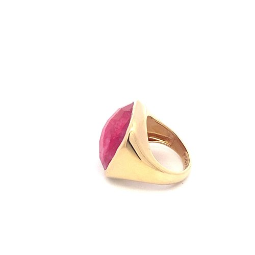 Ring stone fuchsia goldplated