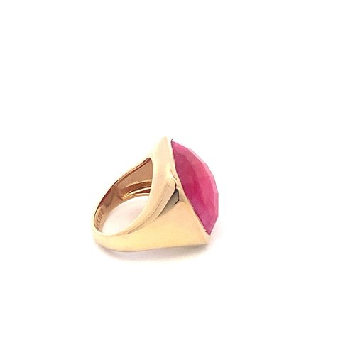 Ring stone fuchsia goldplated