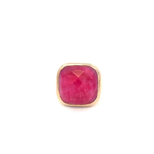 Ring stone fuchsia goldplated