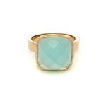 Ring square blue aqua goldplated