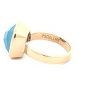 Ring square blue light goldplated