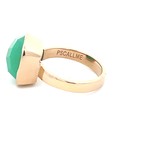 Ring square green light goldplated