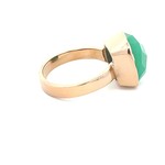 Ring square green light goldplated