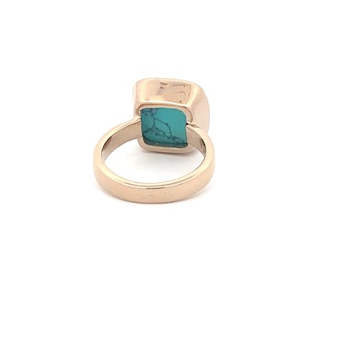 Ring square turquoise goldplated