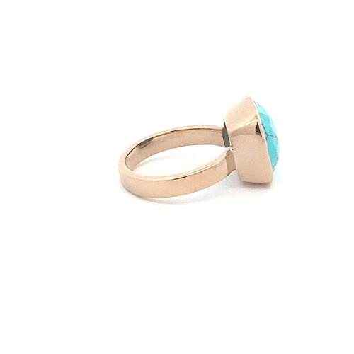 Ring square turquoise goldplated