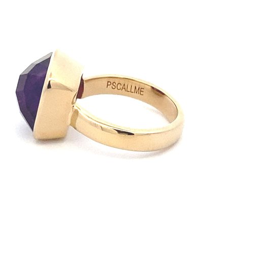 Ring square purple goldplated