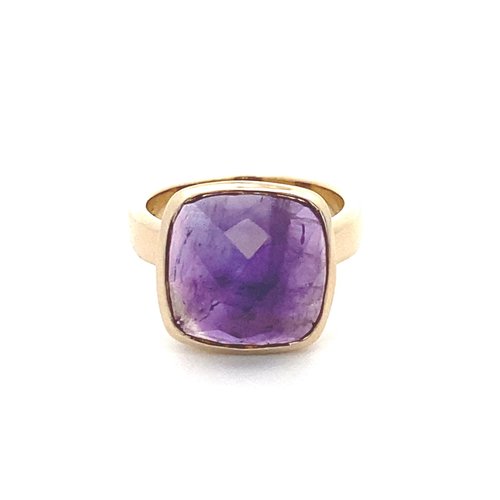 Ring square purple goldplated