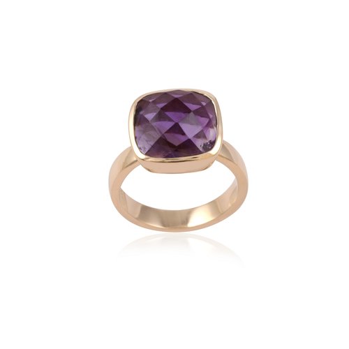 Ring square purple goldplated