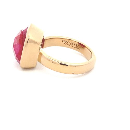 Ring square fuchsia goldplated
