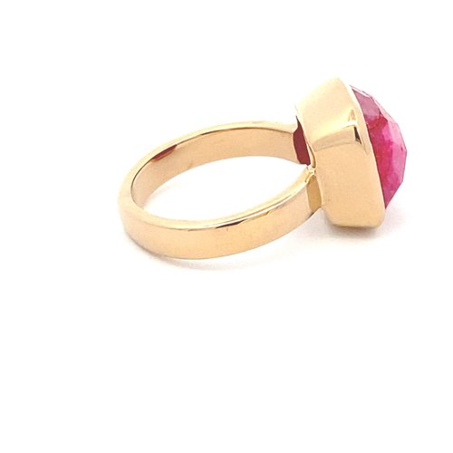 Ring square fuchsia goldplated