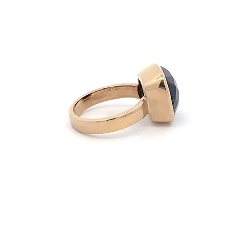 Ring square black goldplated