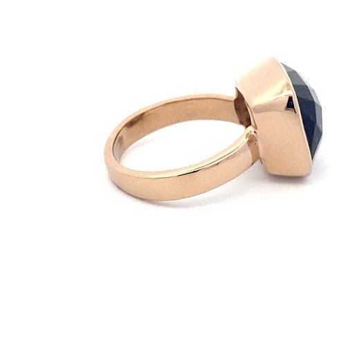 Ring square brown goldplated