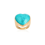 Ring heart stone turquoise goldplated