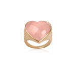 Ring heart stone pink light goldplated