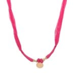 Necklace rope coin fuchsia goldplated