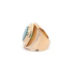 Ring flat stone green goldplated