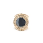 Ring flat stone grey goldplated