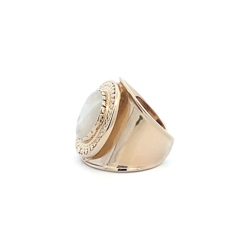 Ring flat stone white goldplated