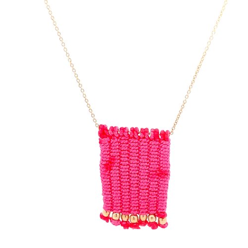 Necklace eye arrabic fuchsia goldplated