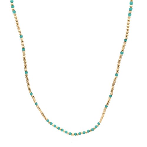 Necklace 2mm turquoise gold coloured