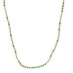 Necklace 2mm green light gold coloured