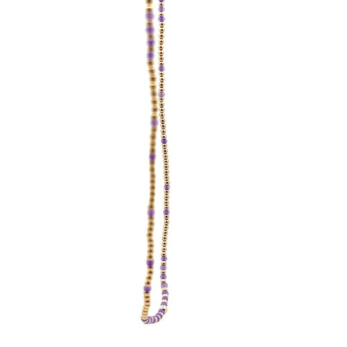 Necklace 2mm purple gold coloured