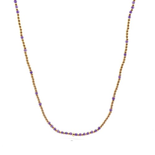 Necklace 2mm purple gold coloured